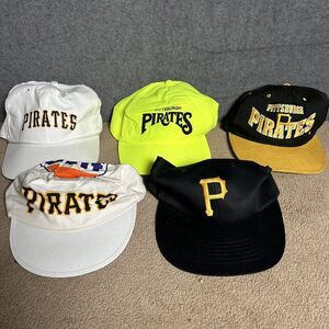 Pittsburgh Pirates MLB Lot Of 5 Vintage Hats Snap Back Fitted